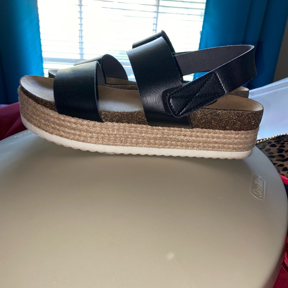Black espadrille platforms